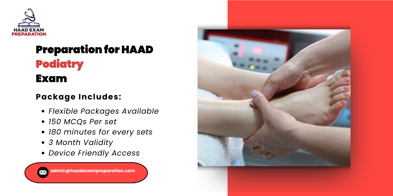 Preparation for HAAD Podiatry